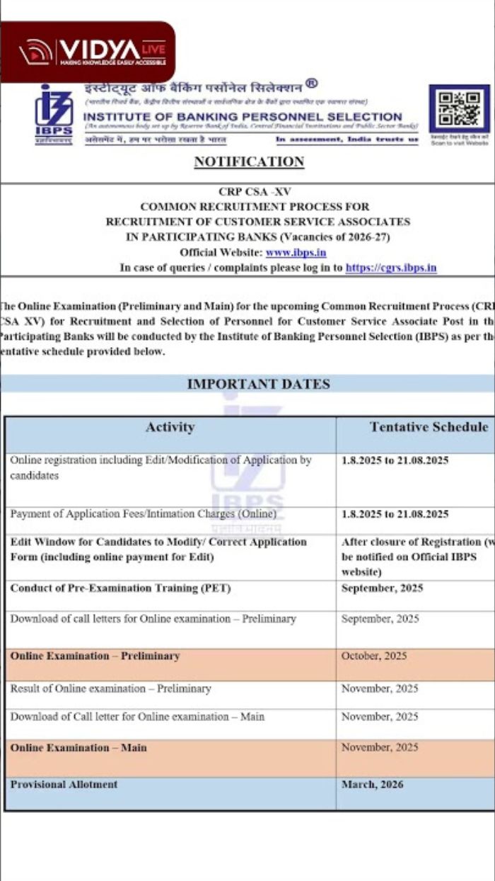 IBPS Clerk Notification 2025 | Complete Details