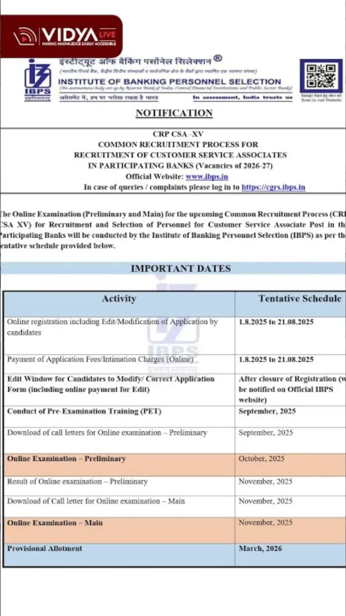IBPS Clerk Notification 2025 | Complete Details